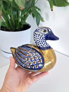 Tonala Duck in porcelain and brass